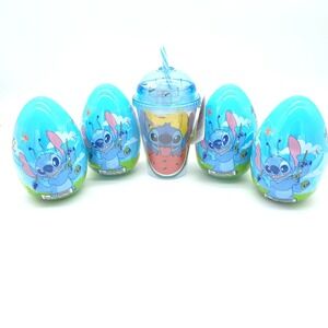 Disney Stitch Tumbler and Easter Egg Bundle Kids Blue Candy Stickers 5pc Set